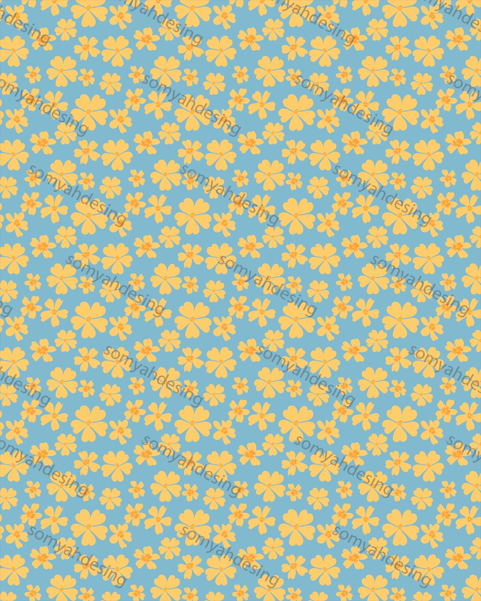 Bright yellow flower - modern digital design ready for print and digital use