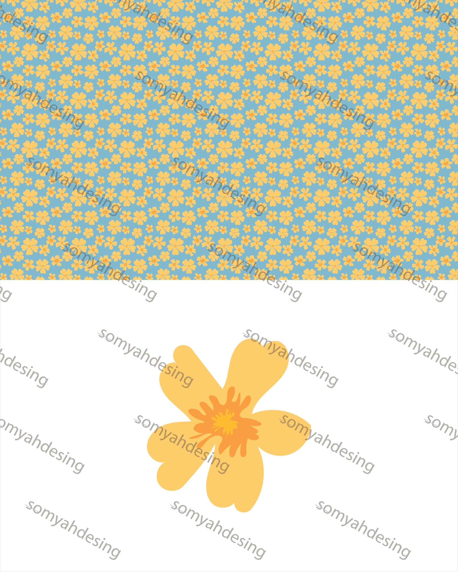 Bright yellow flower - modern digital design ready for print and digital use